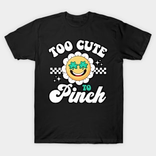 Too Cute To Pinch St Patrick Day Retro Clover Shamrock Boy T-Shirt